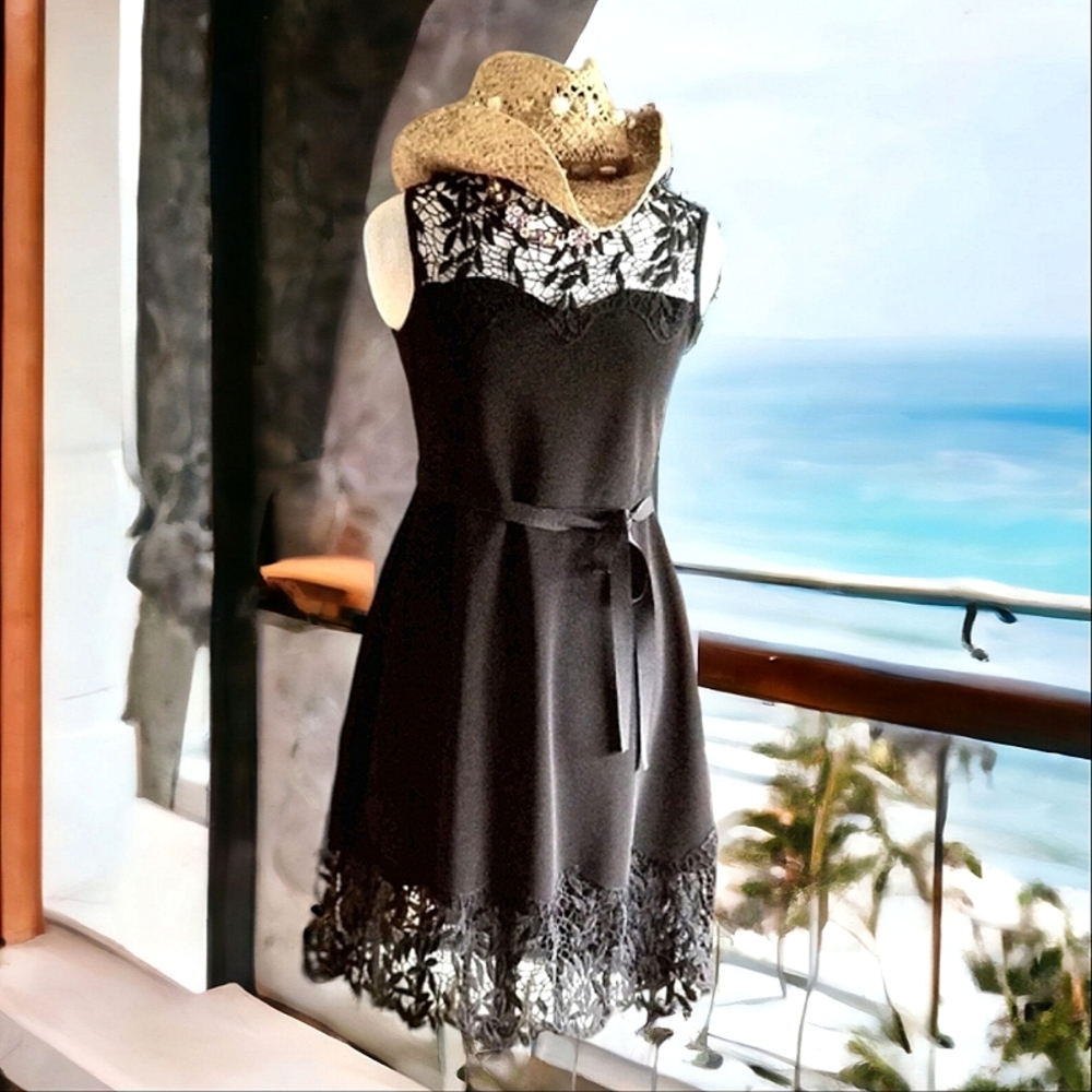 NWT Love J Scuba crochet dress, BLK sz Lg